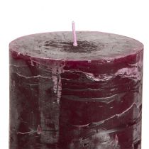 Article Bougies piliers rouge bordeaux, 70 x 100 mm, lot de 4, couleur unie, style rustique, longue durée de combustion