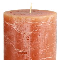 Article Bougies piliers, lot de 2, orange foncé, 85 x 150 mm, couleur unie, longue durée de combustion – bougies décoratives pour les espaces de vie, les fêtes et les ambiances romantiques