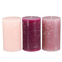Article Bougies piliers uni 3 couleurs Berry 70×120mm 12 pcs