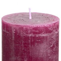 Article Bougies piliers unies, parfum baies violettes, 60 x 80 mm, lot de 4 - décoratives, longue durée de combustion, faites main