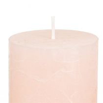 Article Bougies piliers, rose clair uni, 50 x 100 mm, lot de 4, bougies de Pâques, décoration de table