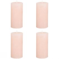 Article Bougies piliers, rose clair uni, 50 x 100 mm, lot de 4, bougies de Pâques, décoration de table
