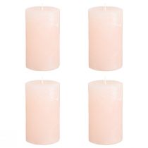Article Bougies piliers, rose clair uni, 60×100 mm, lot de 4, bougies décoratives pour Pâques et les mariages