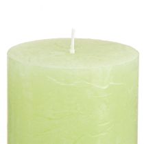 Article Bougies piliers teintées vert citron 70×80 mm, lot de 4 - Décoration et lumière d'ambiance