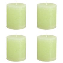 Article Bougies piliers teintées vert citron 70×80 mm, lot de 4 - Décoration et lumière d'ambiance