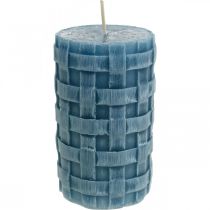 Bougies pilier bleu, bougies de cire Rustique, bougies avec motif tressé 110/65 2pcs