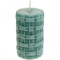 Bougies avec motif tressé, bougies pilier Vert rustique, décoration bougie 110/65 2pcs