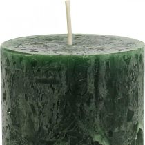 Article Bougies de couleur unie Bougies pilier vert foncé 70×110mm 4pcs