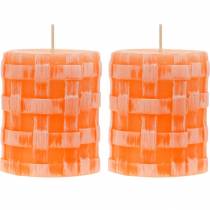 Article Bougies pilier Rustic Orange 80/65 bougie bougies de cire rustique 2pcs