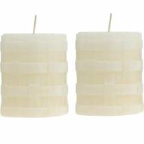 Article Bougies piliers Blanc Rustique 80/65 Bougie rustique 2pcs