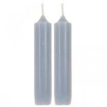 Bougies piliers bleu clair, courtes, Ø2,2cm, H11cm, 6 pièces