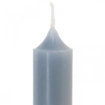 Bougies piliers bleu clair, courtes, Ø2,2cm, H11cm, 6 pièces