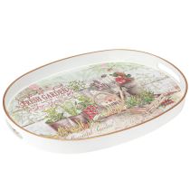 Article Plateau ovale avec anse Fresh Garden Vintage 39x27x3,5cm