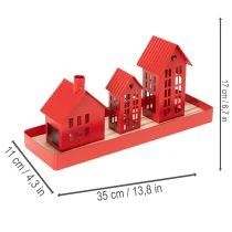 Article Porte-bougies chauffe-plat en métal rouge avec plateau 35 cm, lot de 1