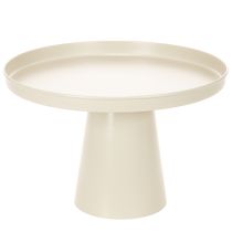 Article Plateau décoratif rond couleur crème, 30 cm, sur un support pour la décoration de table
