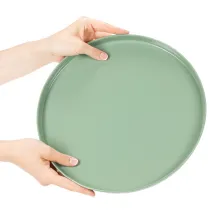 Article Assiette décorative ronde verte sur support pour la décoration de table, 30 cm