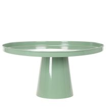 Article Table décorative ronde en métal vert, 40 cm de diamètre, à rebord haut.