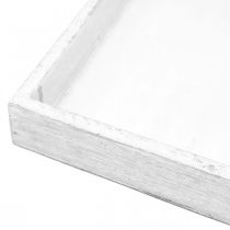 Article Plateau décoratif carré blanc en bois vintage 19×19cm 2pcs