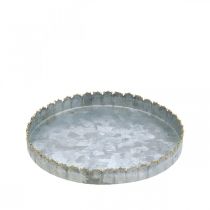 Plateau métal rond, assiette bougie, décoration de table argent/doré Ø15cm H2cm