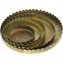 Article Plaques en métal pour décorer, décoration de table, plateau à bougie rond doré aspect antique Ø7,5/10/12/15/18cm H2cm lot de 5