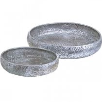 Article Bol décoratif argenté rond en métal aspect antique Ø50/38cm lot de 2