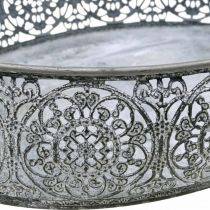 Bol décoratif en métal motif ovale gris 25,5/29/34,5cm lot de 3