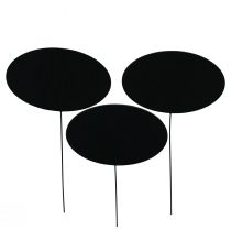 Article Piquets pour pots de fleurs Ovale Noir Bois 10×6cm 12pcs