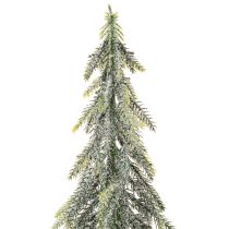 Article Sapin artificiel, finition givrée, avec socle en bois, décoration hivernale, 60 cm