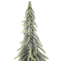 Article Sapin artificiel givré, arbre décoratif sur socle en bois pour décoration hivernale et de Noël, 75 cm