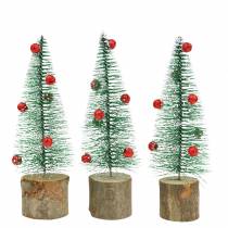 Article Sapin de Noël vert avec neige Ø5cm H15cm 6 pcs