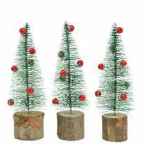 Article Sapin de Noël vert avec neige Ø5cm H15cm 6pcs