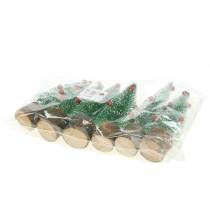 Article Sapin de Noël vert avec neige Ø5cm H15cm 6 pcs