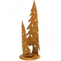 Article Lanterne Sapins de Noël, décoration en métal patiné, Noël H46cm L25,5cm