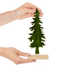 Article Sapin de Noël décoratif sur support en bois, 26 cm