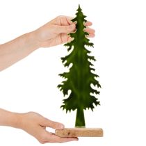 Article Figurine décorative de sapin de Noël avec socle en bois, 36 cm