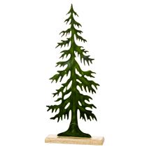 Article Figurine décorative de sapin de Noël, verte, sur socle en bois, 60 cm