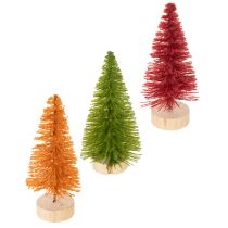Article Sapin de Noël artificiel avec socle en bois, petit, 16 cm, lot de 6