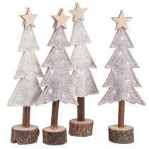 Article Sapin de Noël en feutre décoration avec étoile beige crème 18cm 4 pcs