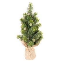Article Sapin de Noël artificiel en sac de jute, petite décoration de table, mini sapin de Noël, 38 cm