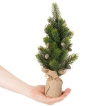 Article Sapin de Noël artificiel en sac de jute, petite décoration de table, mini sapin de Noël, 38 cm
