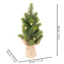 Article Sapin de Noël artificiel en sac de jute, petite décoration de table, mini sapin de Noël, 38 cm
