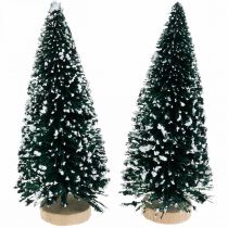 Article Sapin décoratif neigé, décoration de Noël, Avent H13cm Ø5.5cm 2pcs