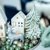 Sapin avec neige, décoration de Noël, sapin décoratif H14cm
