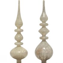 Article Cimier de sapin de Noël Cimier de sapin de Noël en verre blanc argenté 34 cm 1 pièce
