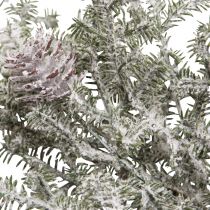 Article Guirlande de sapin avec cônes décoration hivernale blanc givré L145cm