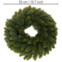 Article Couronne de branches de sapin artificielles, verte, ronde, 50 cm