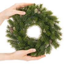 Article Couronne de branches de sapin artificielles avec pommes de pin, pour porte ou table, 30 cm