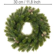 Article Couronne de branches de sapin artificielles avec pommes de pin, pour porte ou table, 30 cm