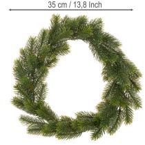 Article Couronne artificielle de sapin vert pour décoration de porte, 35 cm