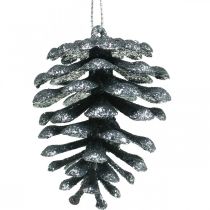 Article Décorations de sapin de Noël déco cônes paillettes anthracite H7cm 6 pièces